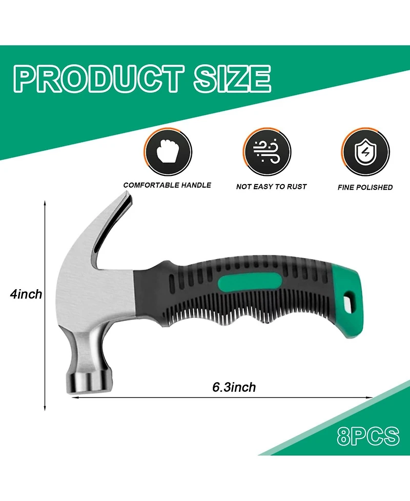 Xdovet Small Hammer Set Mini Claw Stubby Rubber Grip Camping Crafts Household