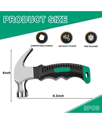 Xdovet Small Hammer Set Mini Claw Stubby Rubber Grip Camping Crafts Household