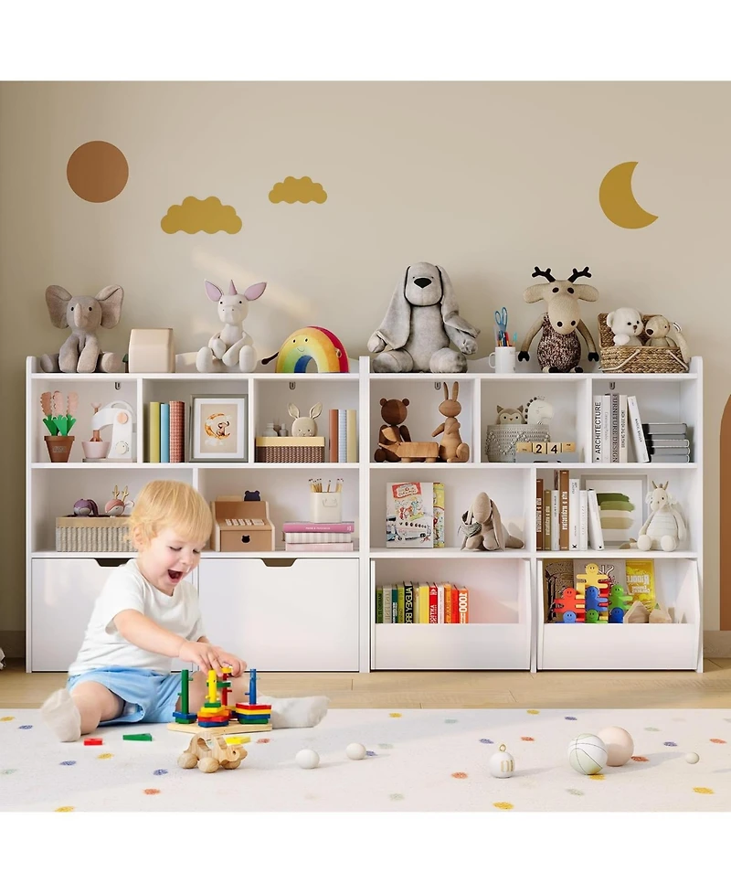 gaomon 2 Set of Toy Storage Cabinet, Kids Bookshelf with Movable Drawers and Open Shelves, Kids Bookcase Organizer for Playroom Nursery Kindergarten