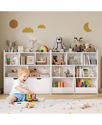 gaomon 2 Set of Toy Storage Cabinet, Kids Bookshelf with Movable Drawers and Open Shelves, Kids Bookcase Organizer for Playroom Nursery Kindergarten