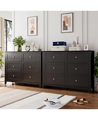 gaomon 2 Set of 6 Drawers Dresser for Bedroom, 54" Modern Storage Chest with Painted Finish, Tall Organizer with Deep Drawers for Living Room, Closet