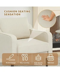 gaomon Mid-Century Modern Accent Chairs,Modern Linen Fabric Armchair for Living Room,Comfy Sofa Chairs with Scooped Arms