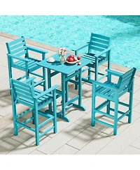 Gymax Patio Adirondack Bar Chairs Set of 4 with Wide Armrests and Footrest Backrest
