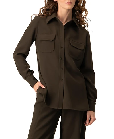 Ivonne Women's Structured Military Inspired Shirt Jacket