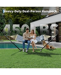 homfan 2 Person Hammock with Adjustable Steel Frame – Portable Outdoor Hammock Supports Up to 450 Lbs for Patio, Garden, Backyard or Beach Rest