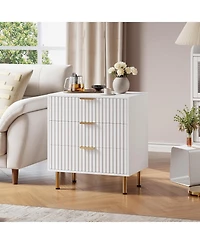 gaomon 3 Drawer Dresser for Bedroom, Fluted Dresser with Large Drawers and Sturdy Gold Legs Support, Dressers and Chests of Drawers for Bedroom