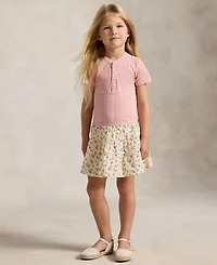 Polo Ralph Lauren Girls' 2T-6X Floral-Skirt Pointelle-Knit Cotton Dress
