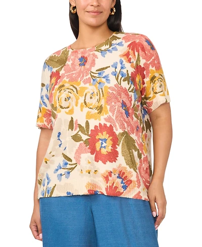 Vince Camuto Plus Short-Sleeve Crewneck Sweater