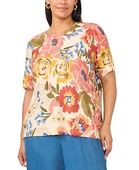 Vince Camuto Plus Short-Sleeve Crewneck Sweater