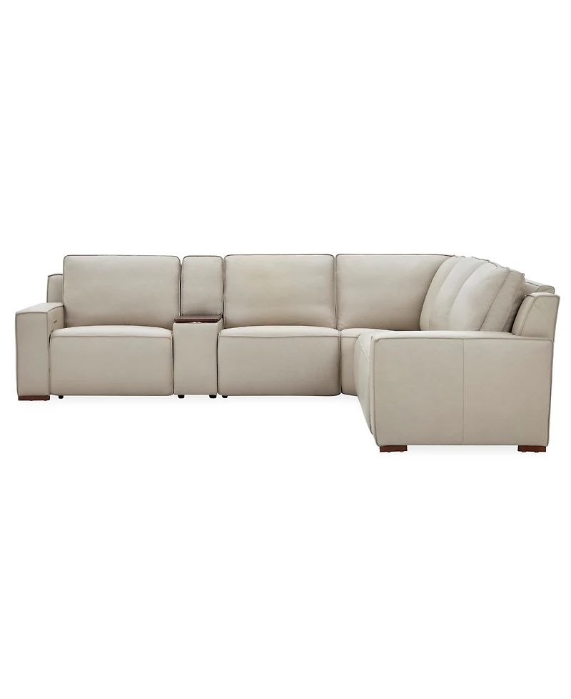 Aspen 3 Pm 6-Piece Leather L Sectional Sofa Set (Laf Recliner, Raf Console, Corner, Armless Chair), Macy's Exclusive