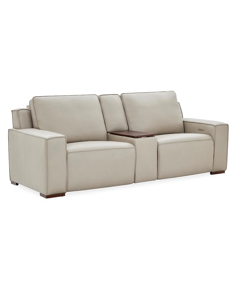 Aspen 3 Pm 3-Piece Leather Sofa Set (Laf Recliner, Raf Console), Macy's Exclusive