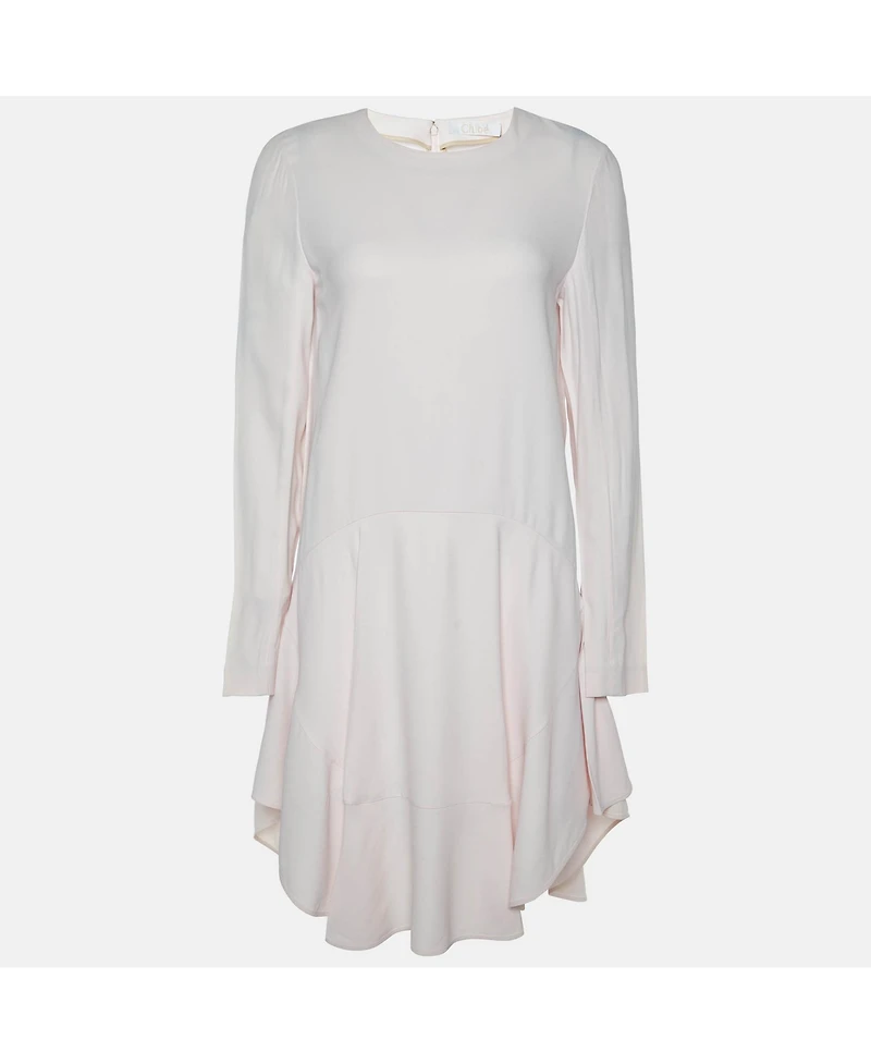 Pre-Owned Chloe Women's Pink Mist Crepe Mini Full Sleeves Dress