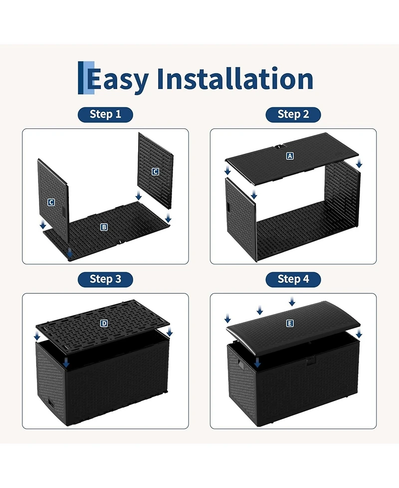 gaomon 73 Gallon Waterproof Large Resin Deck Box Indoor Outdoor