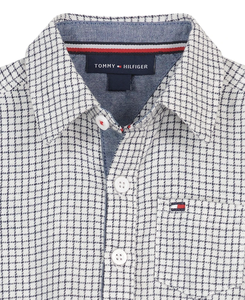 Tommy Hilfiger Baby Boys' Check Print Long-Sleeve Bodysuit and Pants, 2-Piece Set
