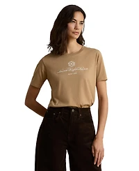 Lauren Ralph Women's Embroidered-Crest Crewneck Jersey Top