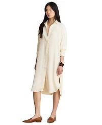 Lauren Ralph Women's Double Faced Georgette Midi Shirt Dress