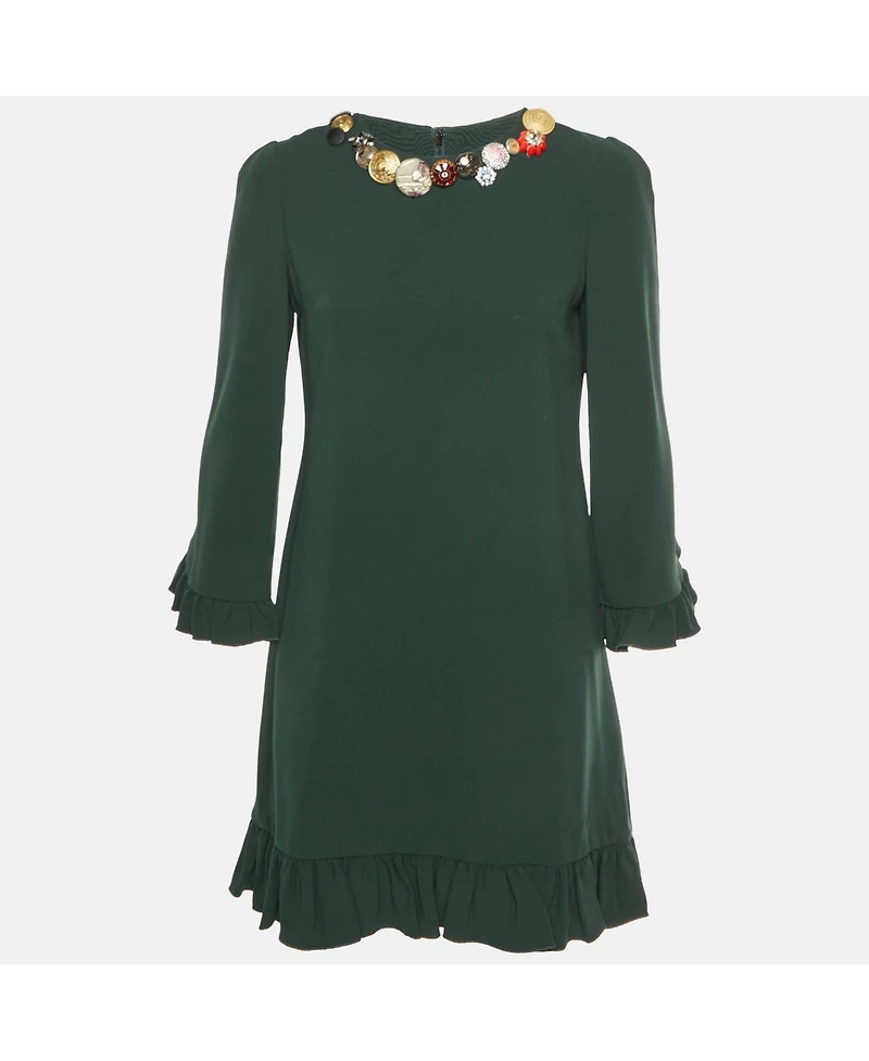 Pre-Owned Dolce & Gabbana Women's Pre-Owned Dolce and Gabbana Crepe Bejeweled Ruffled Mini Dress