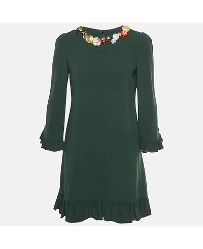 Pre-Owned Dolce & Gabbana Women's Pre-Owned Dolce and Gabbana Crepe Bejeweled Ruffled Mini Dress