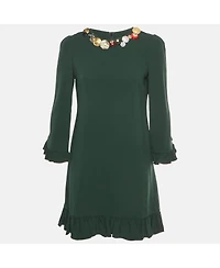 Pre-Owned Dolce & Gabbana Women's Pre-Owned Dolce and Gabbana Crepe Bejeweled Ruffled Mini Dress