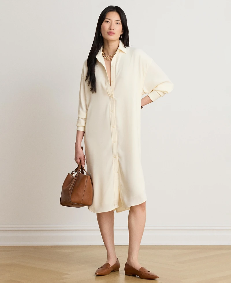 Lauren Ralph Women's Double Faced Georgette Midi Shirt Dress