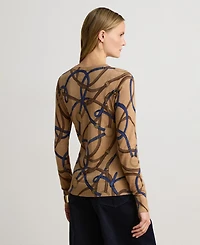 Lauren Ralph Women's Belting-Print Cotton-Modal Sweater