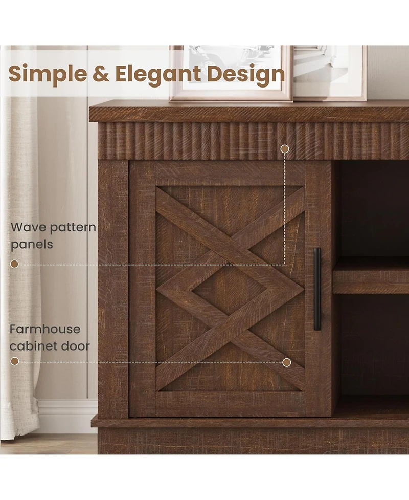 gaomon Farmhouse Tv Stand for TVs, Fluted Entertainment Center with Doors & Open Shelf