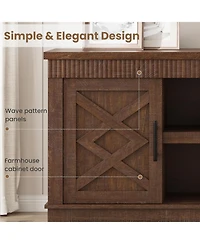 gaomon Farmhouse Tv Stand for TVs, Fluted Entertainment Center with Doors & Open Shelf