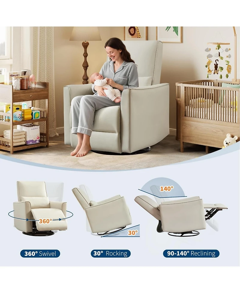 gaomon 360° Swivel Glider Recliner Chair