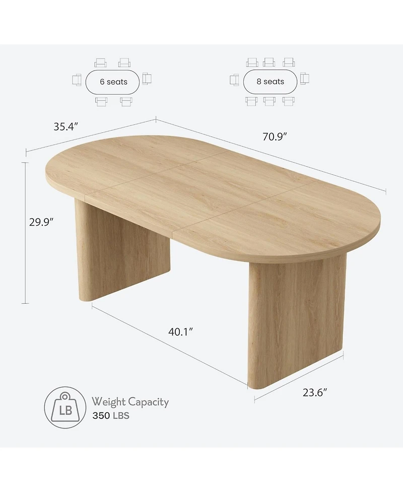 gaomon 70.8" Oval Dining Table for 6-8, Thick Wooden Base, Farmhouse Retro