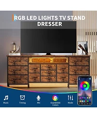gaomon 70 Inch Tv Stand with Drawers and Outlet, Long Entertainment Center for 65 75 80 Inch Tv