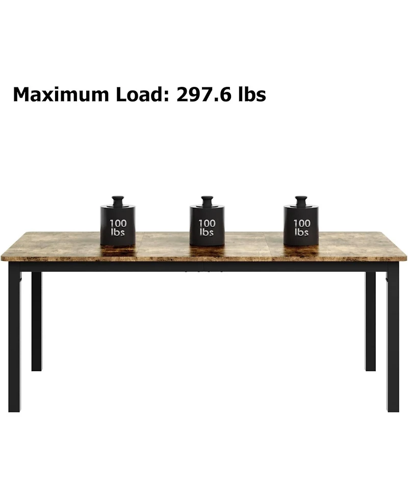 gaomon 70.8" Industrial Dining Table for 6-8 with Metal Legs and Load Bars
