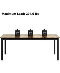 gaomon 70.8" Industrial Dining Table for 6-8 with Metal Legs and Load Bars