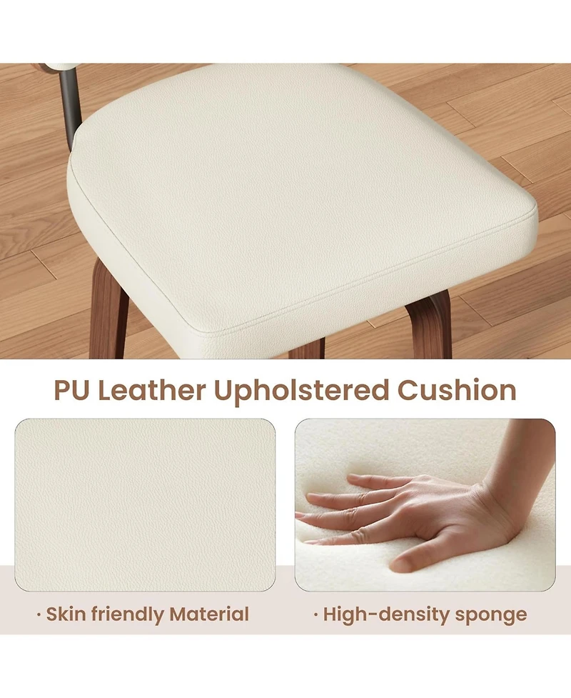 gaomon Set of 2 Swivel Bar Stools, 26 Inch Upholstered Counter Height Bar Stools with Back and Wood Legs