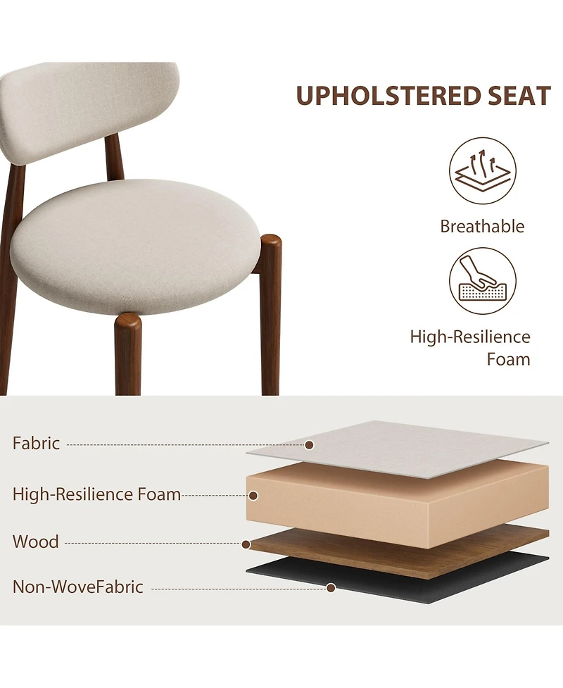 gaomon Wooden Dining Chairs Set of 6 - Modern Fabric Upholstered Kitchen with Wood Legs, Farmhouse Side for Room Vanity