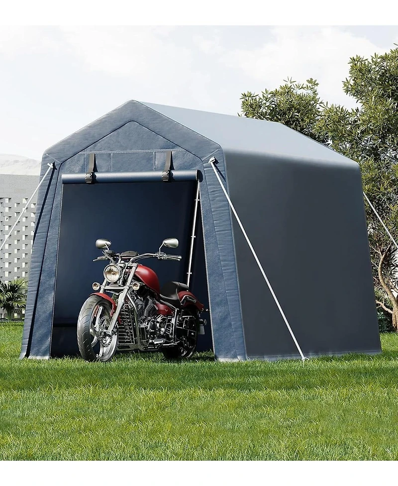 gaomon Outdoor Storage Shed, Portable Carport, Heavy Duty Waterproof Tarp with Roll-Up Zipper Door and Ventilated Windows