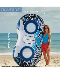 Zeny 2 inflatable river floaters, equipped with detachable refrigerators and two cup holders, featuring a supportive backrest, and with Grap ropes
