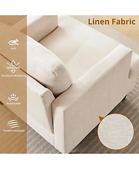 gaomon Mid-Century Accent Chair,Modern Linen Fabric Armchair Comfy Upholstered Reading Accent Chairs with Thick Cushion and Leg
