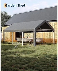 gaomon Heavy Duty Carport, Portable Garage with Roll-Up Windows, Removable Sidewalls and Doors