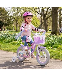 Slickblue Princess 12" Girls Bike with Adjustable Seat and Basket, Ages 3+