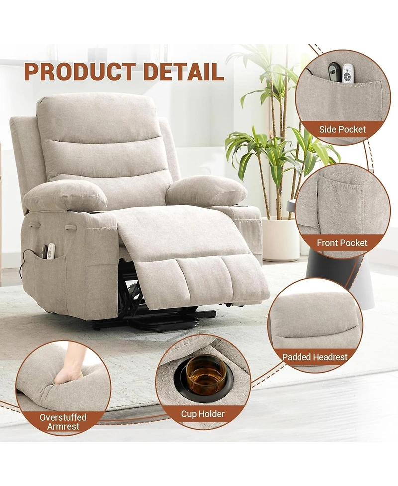 gaomon Power Lift Recliner Chair for Elderly with Massage & Heat,Oversized Electric Recliners,Home Theater Seat with 2 Cup Holders Side
