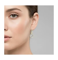 Sparkling Halo Circle Drop Earrings Sterling Silver with Cubic Zirconia