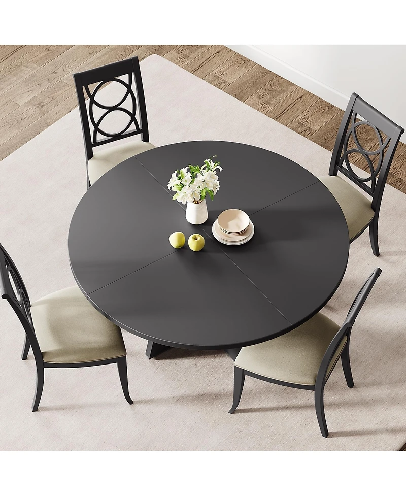 gaomon Modern Round Dining Table, Mid-Century Wood Kitchen Table with Natural Legs, Circle Room for 4-6 Persons