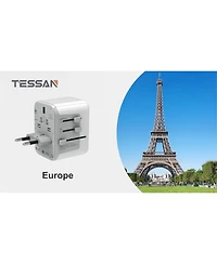Tessan 28W Universal Travel Adapter, Worldwide Plug, 3 Usb-c & 2 Usb-a Ports for Us, Europe, Uk, Italy and Ireland