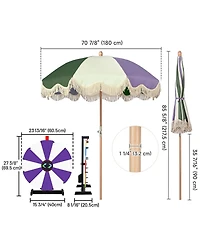 WinSpin 24" Prize Wheel Tabletop with Palm Springs Purple Green Fringe Umbrella for Outdoor Pop-up Shop Craft Booth