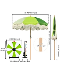 WinSpin 24" Modular Prize Wheel Tabletop with Palm Springs Green Fringe Umbrella for Outdoor Pop-up Shop Craft Booth