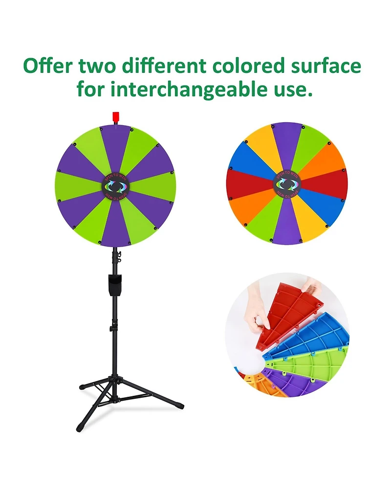 WinSpin 24" Display Prize Wheel and Diy Floor Stand 12 Slot Modular Custom Spinning Wheel Pop Up Trade Show