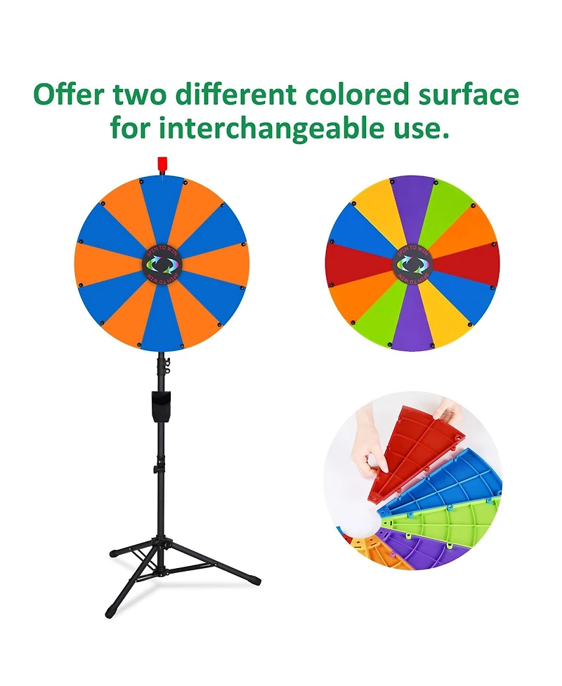 WinSpin 24" Display Prize Wheel and Blue Diy Floor Stand 12 Slot Modular Custom Spinning Wheel Pop Up Trade Show