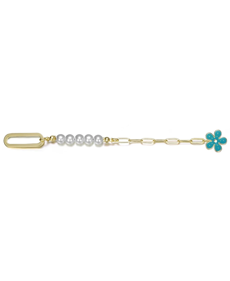 GiGiGirl 14K Gold Plated Bracelet with Pearls and Enamel Flower Clasp