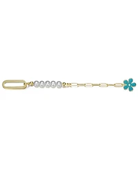GiGiGirl 14K Gold Plated Bracelet with Pearls and Enamel Flower Clasp