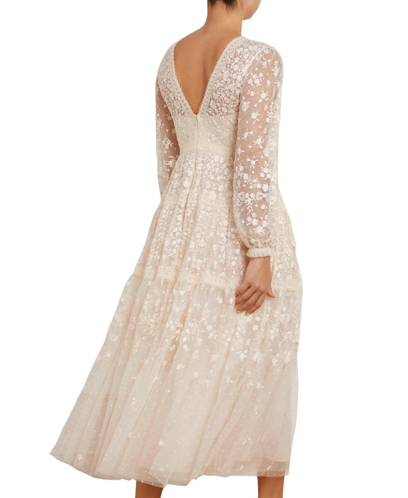 Needle & Thread Women's Celestia Ribbon Long Sleeve V-Neck Gown